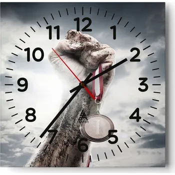 Hodiny Nástěnné hodiny do obýváku 40x40 Sport Bezhlučné hodiny na skle Stylové Tiché