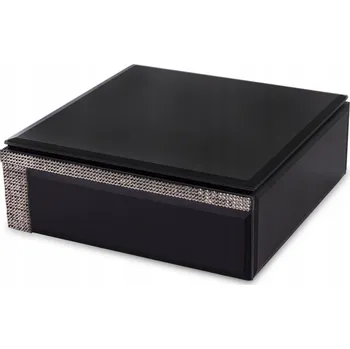 Šperkovnice SKLENĚNÁ ŠPERKOVNICE ČERNÁ NA ŠPERKY GLAMOUR KAZETA S KRYSTALY