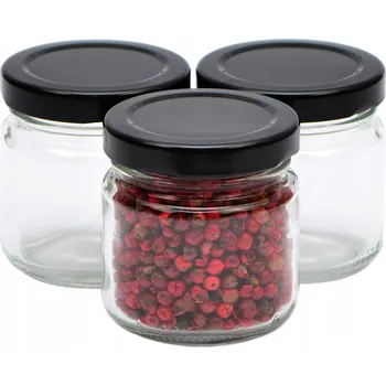 Zavařovací sklenice 10x skleněná zavařovací sklenice se šroubovacím černým víčkem fi53 106 ml zavařovací sklenička vysoké kvality