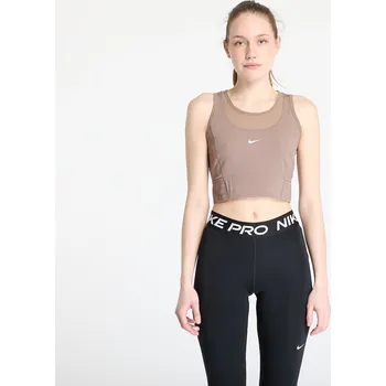 Top Nike Pro Women's Dri-FIT Cropped Tank Top Mink Brown/ White M