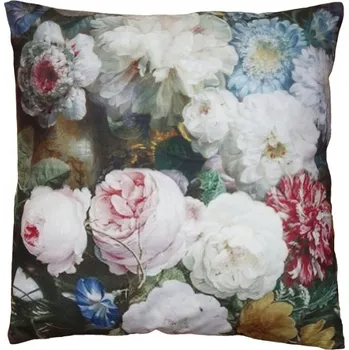 Povlak na dekorativní polštářek Sametový povlak na polštář s kvetoucími květy Lissette - 45x45 cm