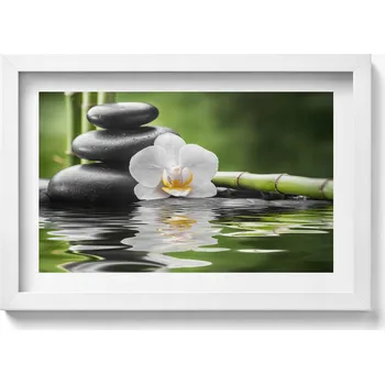 Obraz Elegantní obraz do obýváku Zen - kameny, bambus a květina na vodě 30x20 cm