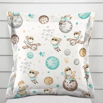 Povlak na polštářek Dětský bavlněný povlak na polštář s lemem Sandra SA-561 Malý princ na bílém 40 x 40 cm