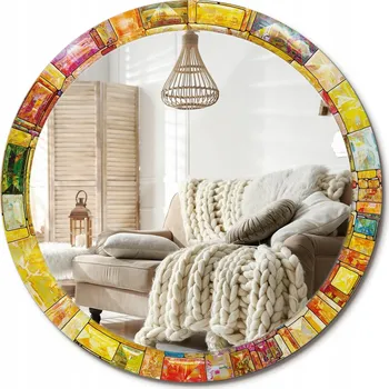 Zrcadlo Zrcadlo s potiskem do koupelny, kuchyně, předsíně, barevný vitráž, průměr 90 cm