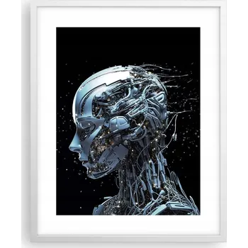 Obraz Obraz plakát na zeď v bílém rámu 40x50 ai robot foto plakáty do obýváku