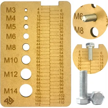 Vrták ŠABLONA PRO MĚŘENÍ PRŮMĚRU ZÁVITŮ A DÉLKY ŠROUBŮ