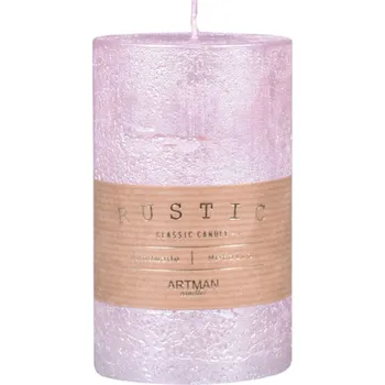 Svíčka Maják Svíčka METALIC VÁLEC růžová rustikální 7x12cm