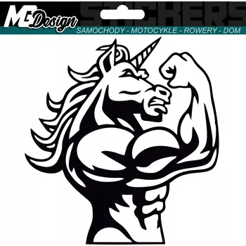 Samolepicí dekorace na vozidlo SAMOLEPKA na auto JEDNOROŽEC SILNÝ KŮŇ 20x21 cm