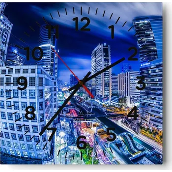 Hodiny Nástěnné hodiny do obýváku 40x40 Město Bez Hlučné Skleněné hodiny Tiché