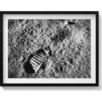 Obraz Nástěnný obraz černý rám První krok na Měsíci fotografie NASA 80x60 cm