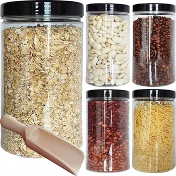 Dóza na potraviny Nádoba na potraviny zavařovací sklenice PET 1,25L 1250ml 5 ks + lopata 14 cm