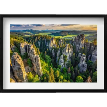 Obraz Obraz v rámu na zeď Krajina osobitých hor a lesů z ptačí perspektivy 70x50 cm