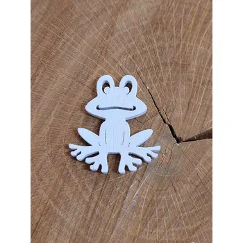 Dřevěná dekorace žába bílá