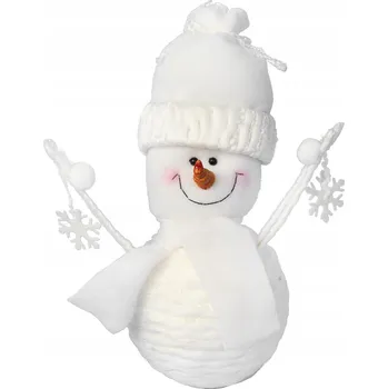 Vánoční dekorace SNĚHULÁK FIGURKA K POSTAVENÍ Z VLNY 25 CM VÁNOČNÍ DEKORACE