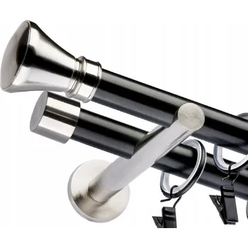 Garnýž TYČE NA ZÁVĚSY VENTO DVOJITÉ S TICHÝMI KOLEČKY 25+19 MM, DÉLKA 320 CM, VČETNĚ KONCOVEK