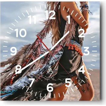 Hodiny Kuchyňské nástěnné hodiny 30x30 Boho Skleněné hodiny do obýváku Moderní Tiché