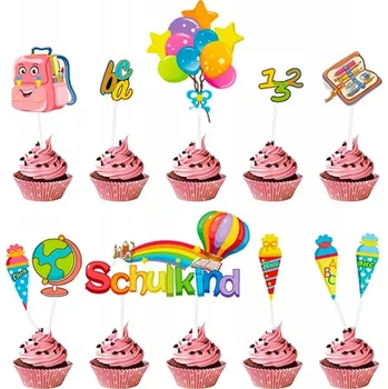 Obraz Dekorace na dort, cupcakes ke dni zahájení školy, pro žáka, 11 ks