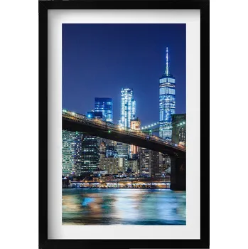 Obraz Obraz v rámu na zeď Brooklynský most New York v noci 40x60 cm