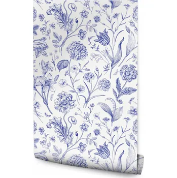 Tapeta TAPETA NA ZEĎ DO LOŽNICE OBÝVACÍHO POKOJE KUCHYNĚ KVĚTY LISTY PTÁCI VINTAGE