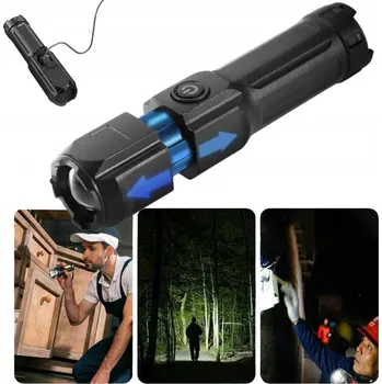 Svítilna LED SVÍTILNA EXTRA SILNÁ TAKTICKÁ NABÍJECÍ ZOOM USB KOMPAKTNÍ