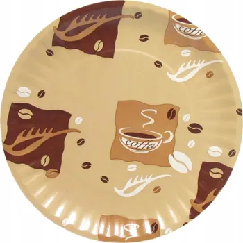 Party nádobí Papírové talířky s kávovým vzorem deco, 18 cm, 10 ks