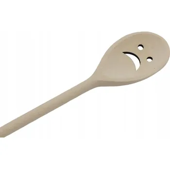 Vařečka Dřevěná švédská lžíce do kuchyně SMAJLÍK Smutný, bukové dřevo, 30 cm