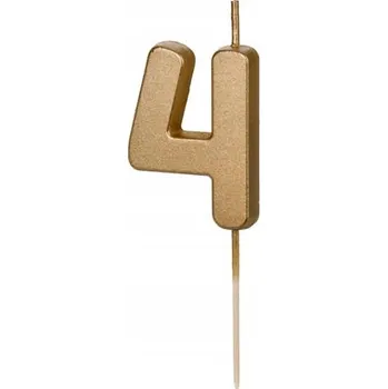 Narozeninová svíčka na dort Číslice 4 číslo Čtyři zlaté čtvrté narozeniny