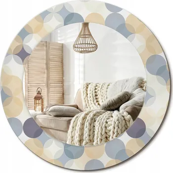 Zrcadlo Zrcadlo s potiskem do koupelny ložnice obývacího pokoje fi 50 cm Geometrická kolečka