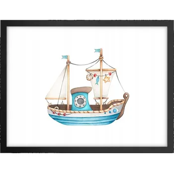 Obraz Obraz plakát v černém rámu do obýváku 40x30 loď foto plakáty na zeď