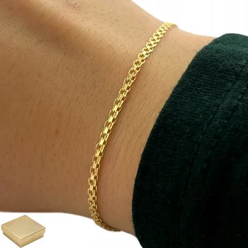 Náramek KRÁSNÝ ZLATÝ DÁMSKÝ NÁRAMEK BISMARK 20cm/2mm STŘÍBRNÝ RYZOST 925 DÁREK