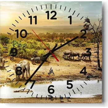 Hodiny Nástěnné hodiny do obýváku 40x40 Savana Bezhluké Hodiny na skle Tiché