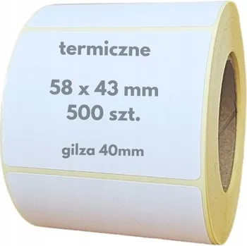 Speciální papír 58x43 mm termální etikety bílé ZEBRA 500 ks, POLSKÝ výrobek, žlutý podklad