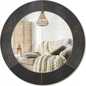 Zrcadlo Zrcadlo s potiskem do koupelny kuchyně předsíně Šedé trojúhelníky fi 50 cm