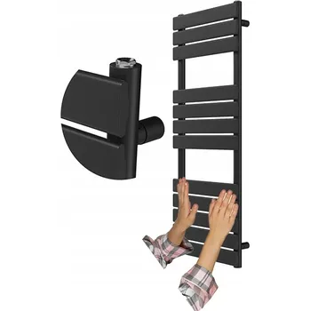 Radiátor KOUPELNOVÝ RADIÁTOR ČERNÝ ŽEBŘÍKOVÝ 120x50 cm MODERNÍ OTOPNÉ TĚLESO OSLO