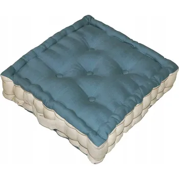 Polštář Podsedák, polštář na zem, matrační polštář, modro/béžový, 40 x 40 x 10 cm