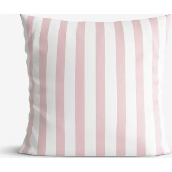 Povlak na dekorativní polštářek Bavlněný povlak na polštář - Pudrově růžové proužky 40 x 60 cm