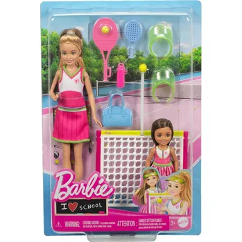 Panenka PANENKA BARBIE VÝUKA TENISU sada se dvěma panenkami Stacie a Chelsea