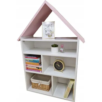 Knihovna Regál Stolfest 80 x 32 x 117 cm bílý, odstíny růžové