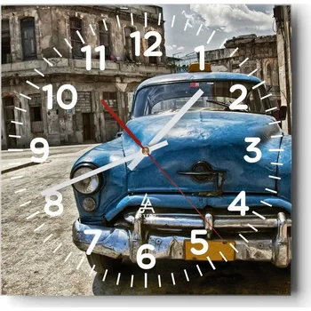 Hodiny Nástěnné hodiny do obýváku 40x40 Motorismus Tichý chod Hodiny na skle Bez hlučnosti