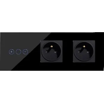 vypínač DOTYKOVÝ SPÍNAČ SVĚTLA STMÍVAČ SKLENĚNÝ WIFI TUYA + DVOJITÁ ZÁSUVKA