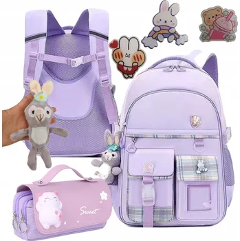 Školní batoh K&M s více přihrádkami fialový, vícebarevný