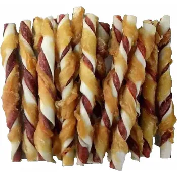 Pamlsek pro psa Tyčinka buvolí bílá kroucená obalená kuřecím masem JUKO Snacks 12,5 cm (25 ks)