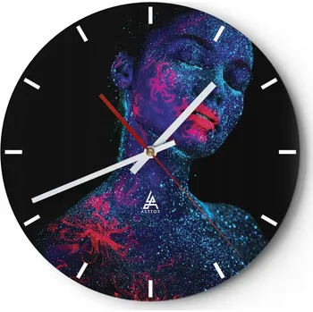 Hodiny Velké nástěnné hodiny 40x40 Abstrakce Skleněné hodiny Kulatý Tiché