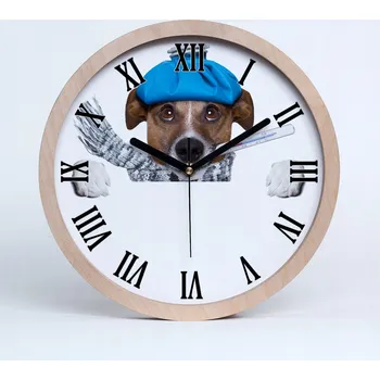 Hodiny Velké dřevěné tiché nástěnné hodiny nemocný pes pr. 30