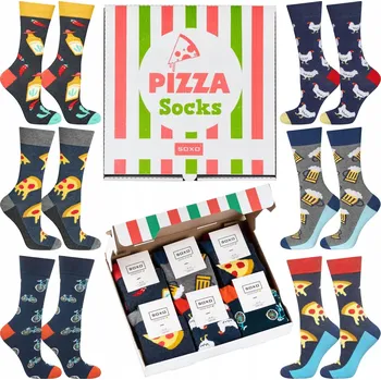 Pánské oblečení Pánské ponožky SOXO s motivem krabice na pizzu, 6 kusů