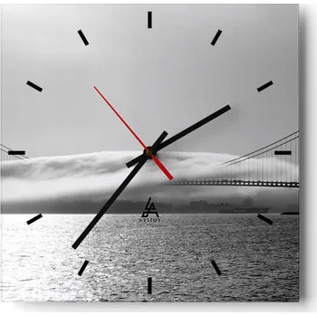 Hodiny Velké nástěnné hodiny 40x40 Krajina Skleněné hodiny Tiché