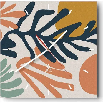 Hodiny Velké nástěnné hodiny 40x40 Boho Skleněné hodiny Čtvercové Tiché