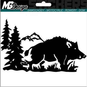 Samolepicí dekorace na vozidlo SAMOLEPKA na auto DIVOKÉ PRASÁTKO LES HORY FOREST 9x15