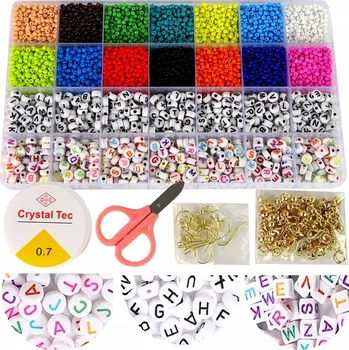 Dětské navlékací korálky SADA KORÁLKŮ NA NÁRAMKY PÍSMENA