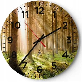 Hodiny Nástěnné hodiny do obýváku 40x40 Les Kulatý Skleněné hodiny Loft Tiché